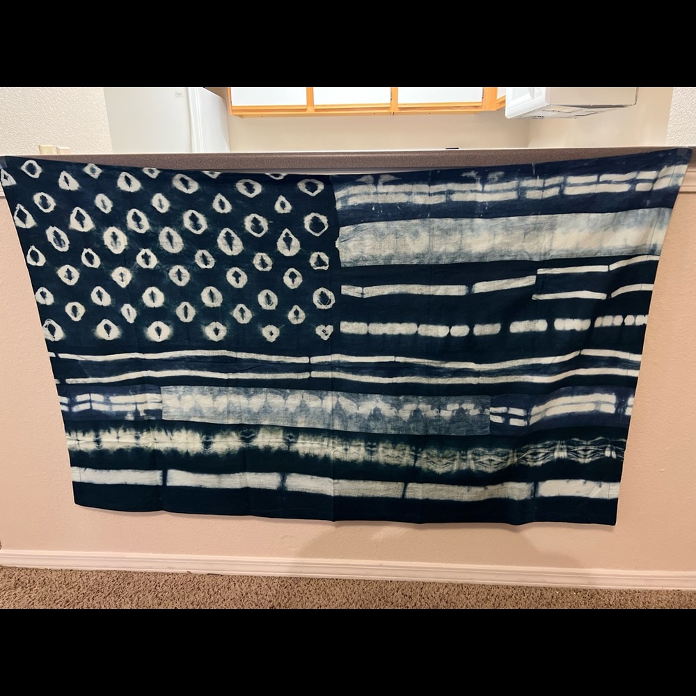 Urban Outfitters Graham Keegan Shibori Blue/Teal Flag Tapestry